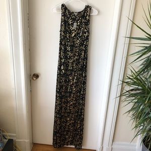 Black and gold long party dress